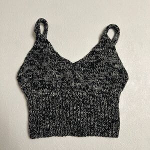Pins and Needles Black White Knit Crop Top Sweater Tank Size Small